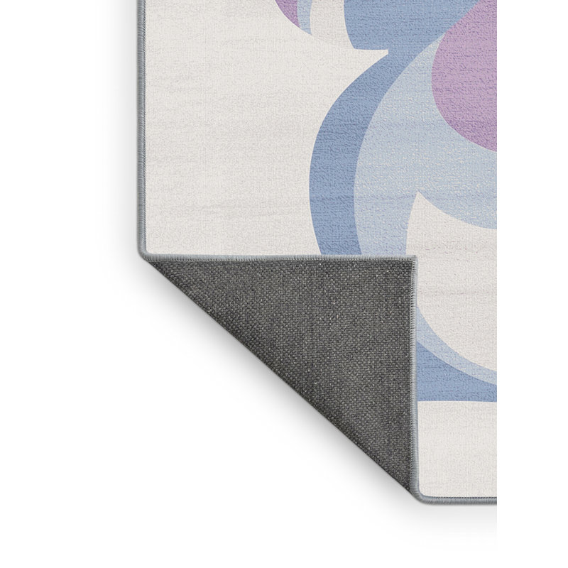 Soft Plush Faning Easter Modern & Contemporary Abstract Area Rug in Gray – SkyBlue Binding, 5x7