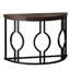Console demi-lune 43 po, demi-cercle industriel pour le salon - Brun rustique