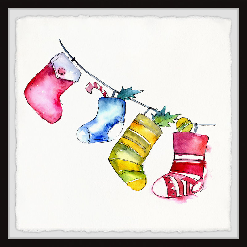 Here Comes Santa - Single Picture Frame Painting, 30cm H x 30cm W x 3.81cm D