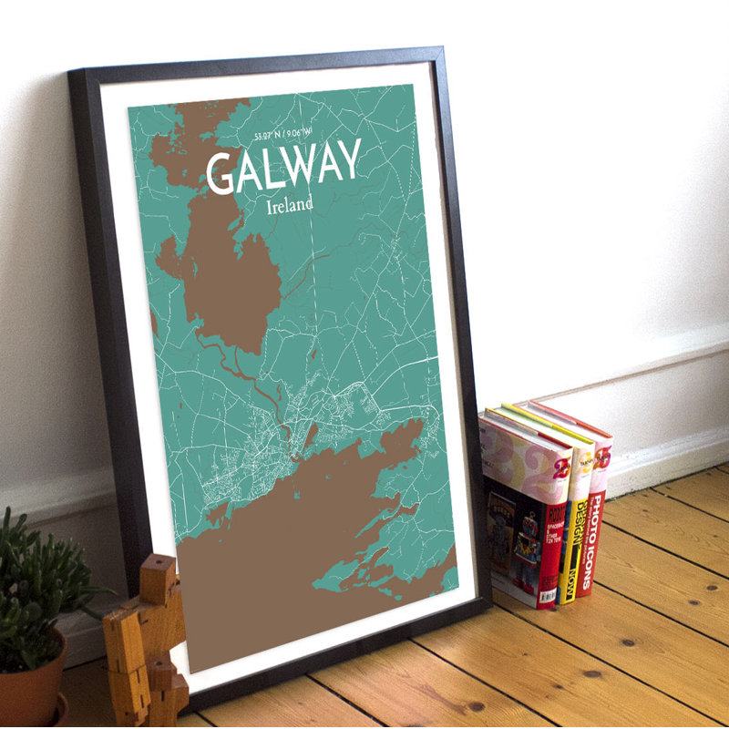 Galway City Map - No Frame Print, 70cm H x 50cm W x 0.13cm D