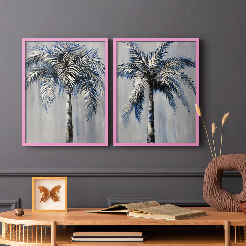 «Palm Magic Evening I», reproduction encadrée de qualité supérieure - prête à être accrochée - aucun clou requis - aucun clou requis