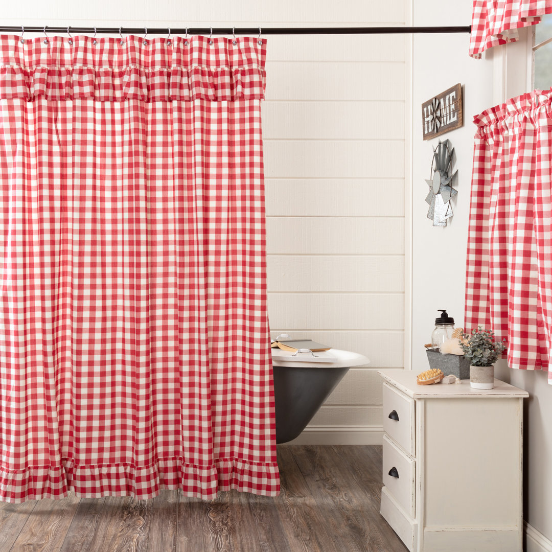 Annie Buffalo Check 100% Cotton Checkered Single Shower Curtain VHC Brands