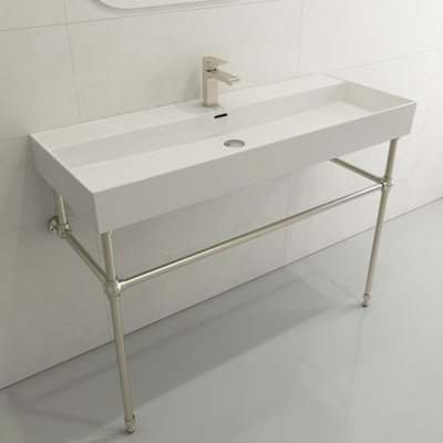 BOCCHI Milano 18.3'' Fireclay Rectangular Bathroom Sink with Overflow