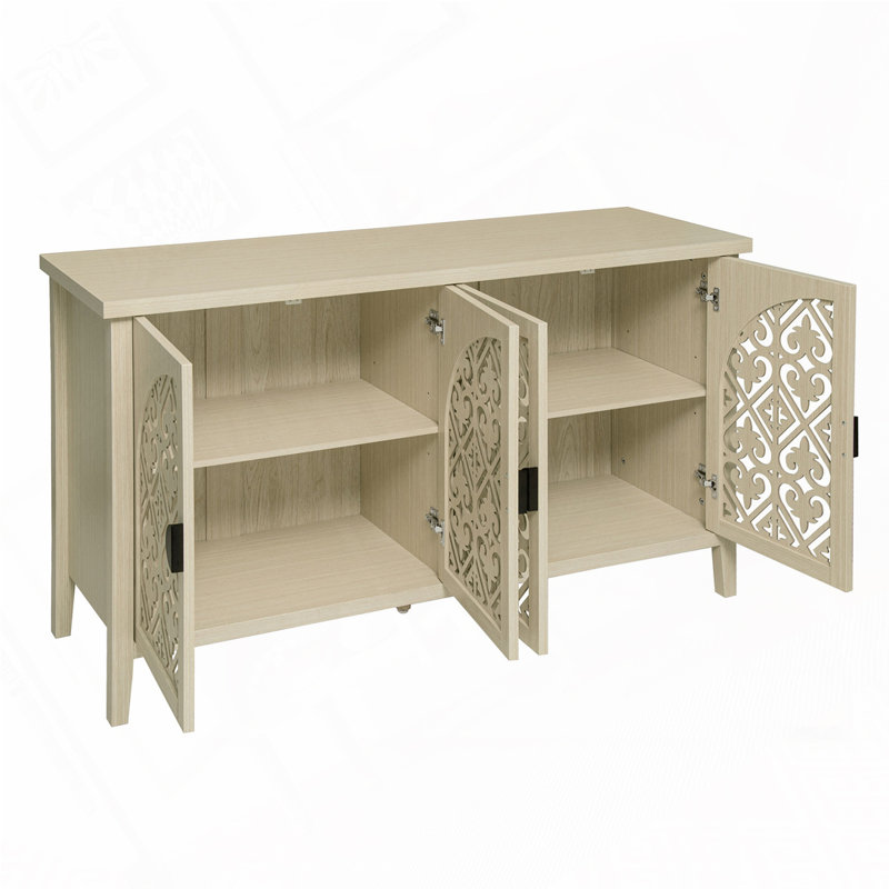 Armoire de rangement à 4 portes avec tablette réglable pour le salon, la salle à manger et la cuisine