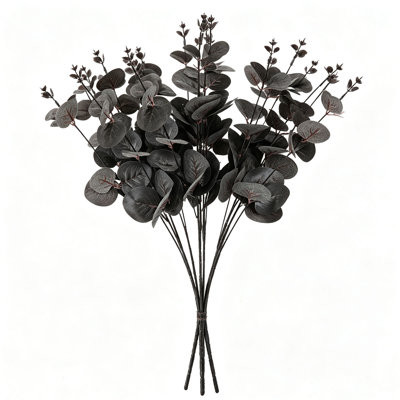 3 faisceaux d'eucalyptus artificiels tiges d'eucalyptus branches noires pour Halloween