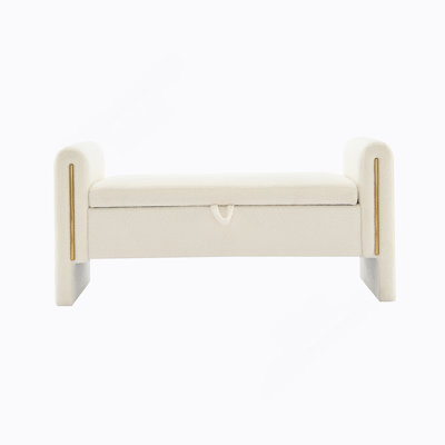 Modern Teddy Bed End Bench With Arms And Storage,Upholstered Large Foot Rest Stool, Comfy Window Vanity Bench For Living Room,Bedroom,Dorm,Coffee Table,Teddy Cream