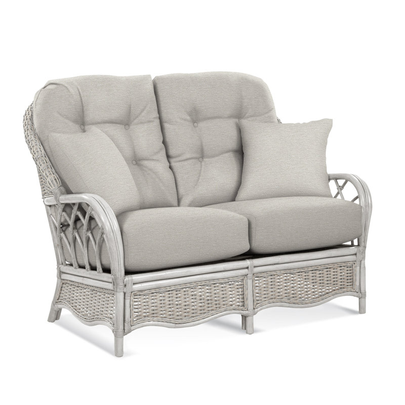 Everglade Loveseat, White Performance Fabric; 0851-94, Antique Frost White