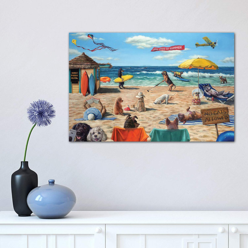 «Dog Beach» - reproduction d'art, H 8 po x l 12 po x P 0,75 po, Toile tendue