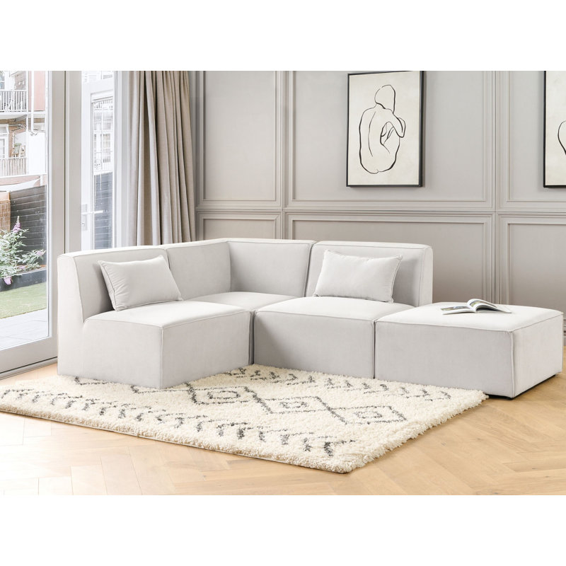Caporal 3 Seater Corduroy Sofa, White