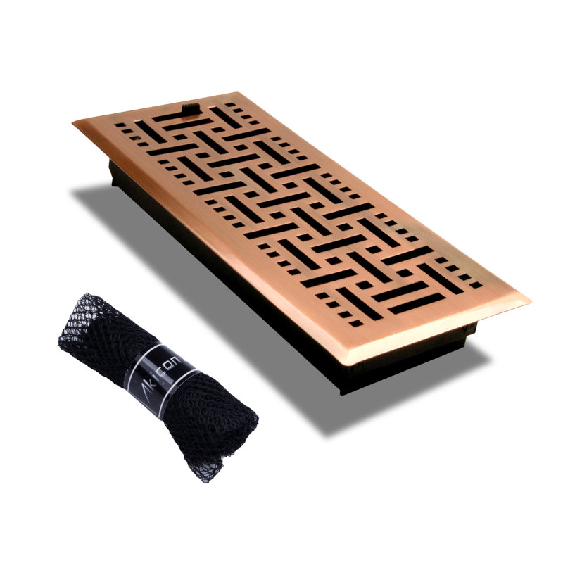 Copper Finish 4"x10" Steel Floor Register with Trap Net