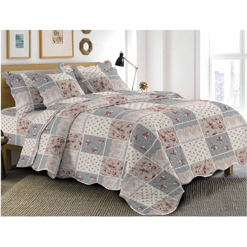 5pcs Quilt Bed Cover Set Reversible Premium Soft Bedspread Coverlet Bedding Set, Full Bedspread