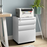 Modern Mobile File Cabinet for Home Office, Lockable 3 Drawer Filing Cabinet with Wheels, Ample Storage Capacity for A4-Size/Letter-Size/Legal-Size, White