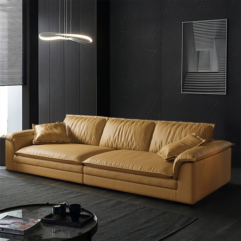 Coussin modulaire brun jaunâtre 100% polyester, Brun jaunâtre, 29.92" H x 110.24" W x 46.46" D