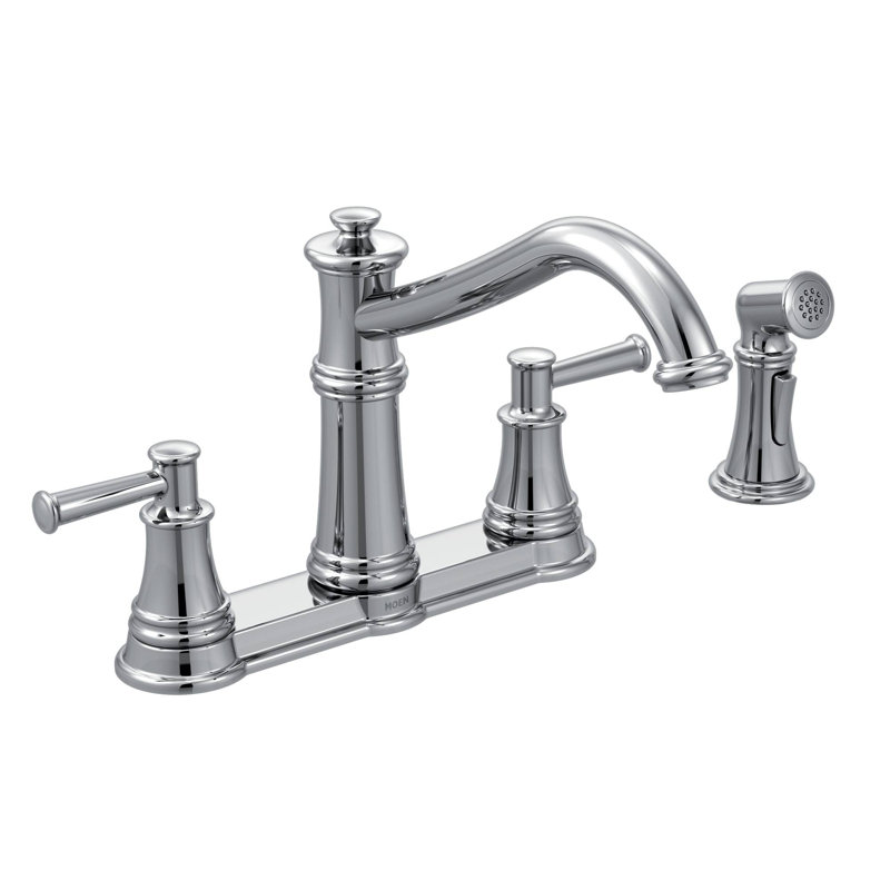 Robinet de cuisine à poignée double Belfield, Chrome, Avec jet
