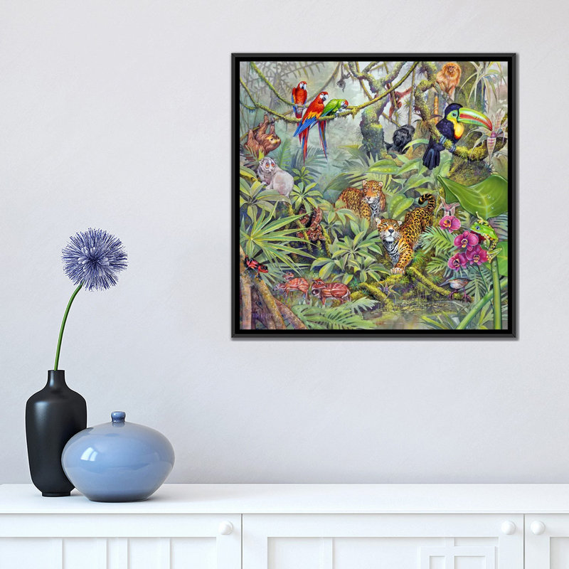 "The Rainforest" par Tim Knepp, reproduction d'art sur toile tendue, H 26 po x l 26 po x P 1,5 po, Toile avec cadre noir