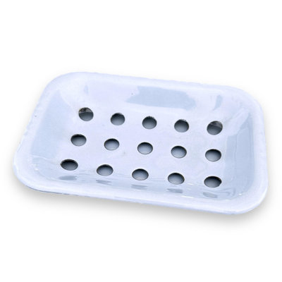 PILLOWPIA Enamel Soap Dish – Decorative and Functional Hydrangea Blue Bathroom Accessory | Vintage-Inspired, Durable Rust-Resistant Metal Tray for Sink, Shower, or Vanity