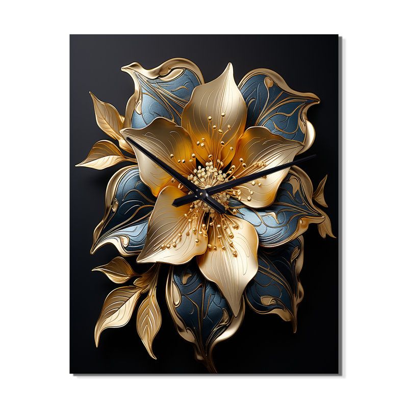 Horloge murale surdimensionnée Golden Lily, Grand