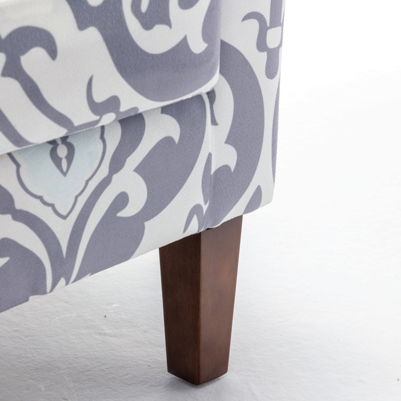 Fauteuil à motifs en mélange de polyester, structure en bois de bouleau massif avec pieds fuselés bruns, chaise d'appoint rembourrée de mousse avec garniture pour le bureau du salon