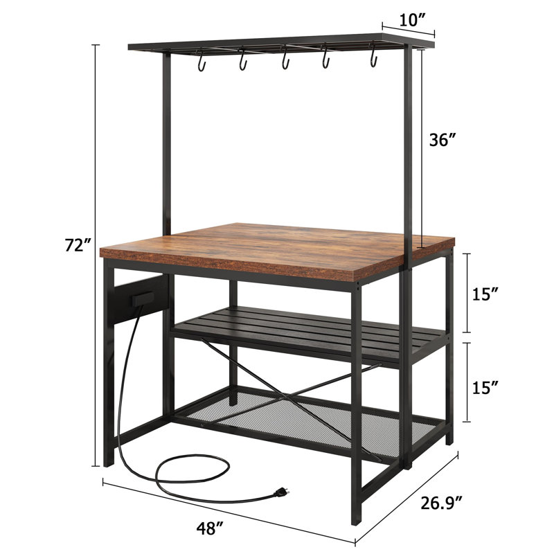 Îlot de cuisine avec plateau en bois manufacturé Yurt
