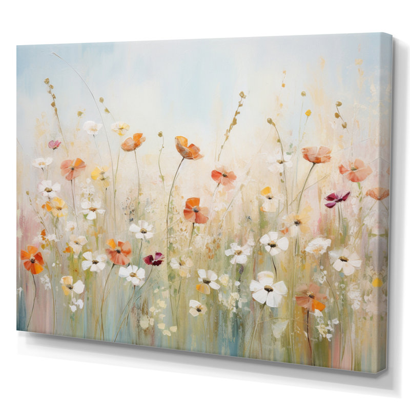 " Meadow Contemporary Wildflowers ", 24" H x 32" W x 1" D, Wrapped Canvas