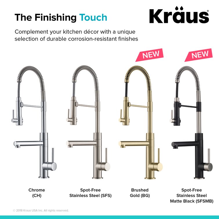 KRAUS Artec Pro 2-Function Commercial Style Pre-Rinse Kitchen Faucet with  Pull-Down Spring Spout and Pot Filler  Reviews Wayfair