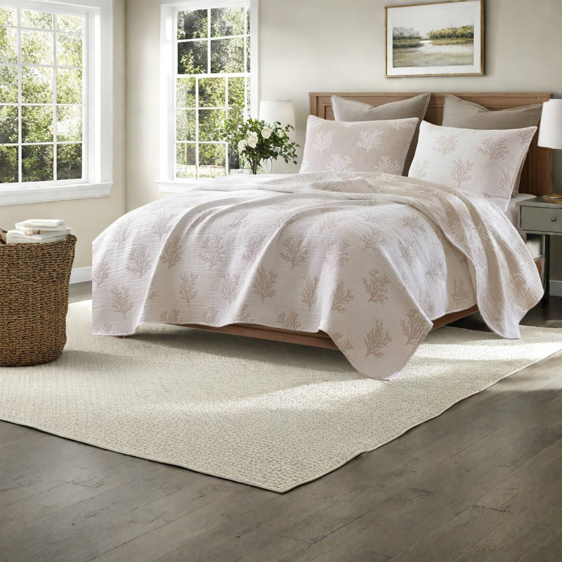Ensemble de literie réversible pour très grand lit, ensemble de courtepointe en mélange de coton brun clair, chambre à coucher moderne