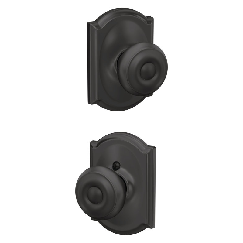Georgian Passage Knob with Camelot Trim, Matte Black
