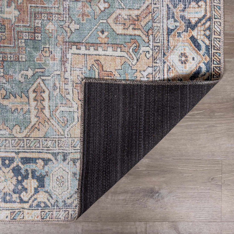 Tapis vert lavable à la machine Gorizia, Rectangle 5 pi 3 po x 7 pi