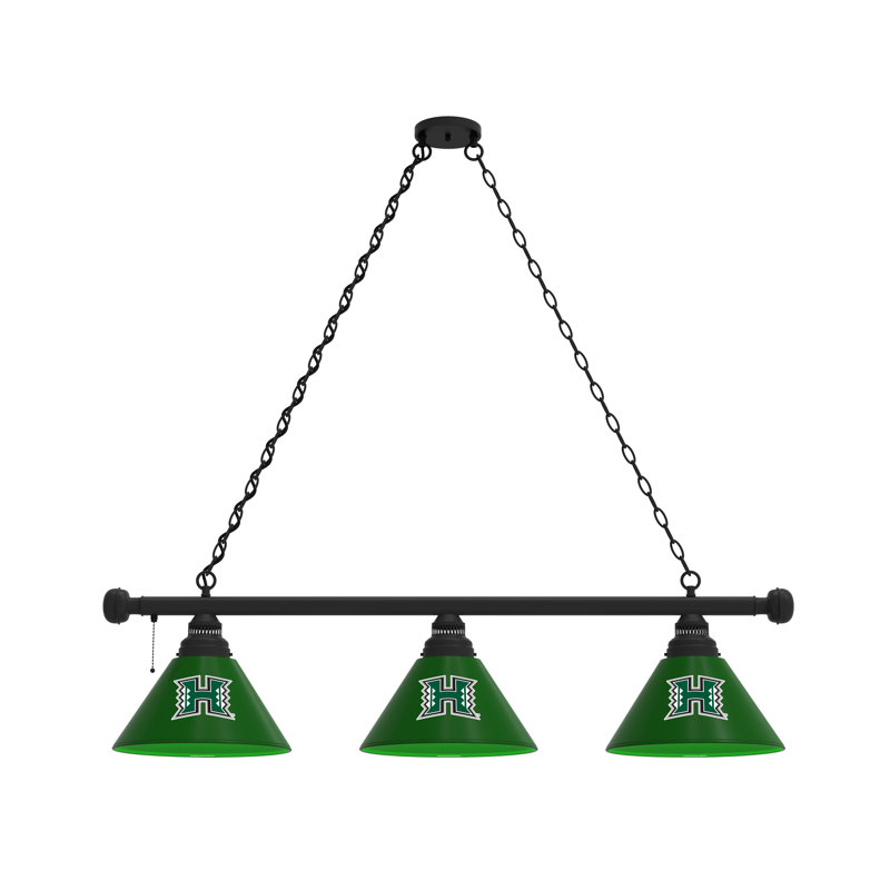 3 - Light Pool Table Lights Pendant, Black, Hawaii Rainbow Warriors