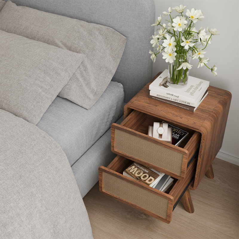 2 - Drawer Nightstand, Walnut