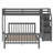 Solid Pine Twin Over Full Loft Bed Frame with Functional Access Staircase, No Box Spring Required, Neutral Gray