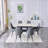 Modern Extendable Dining Table Sintered Stone Tabletop Geometric X-Frame Metal Spray-Painted Base Rectangular