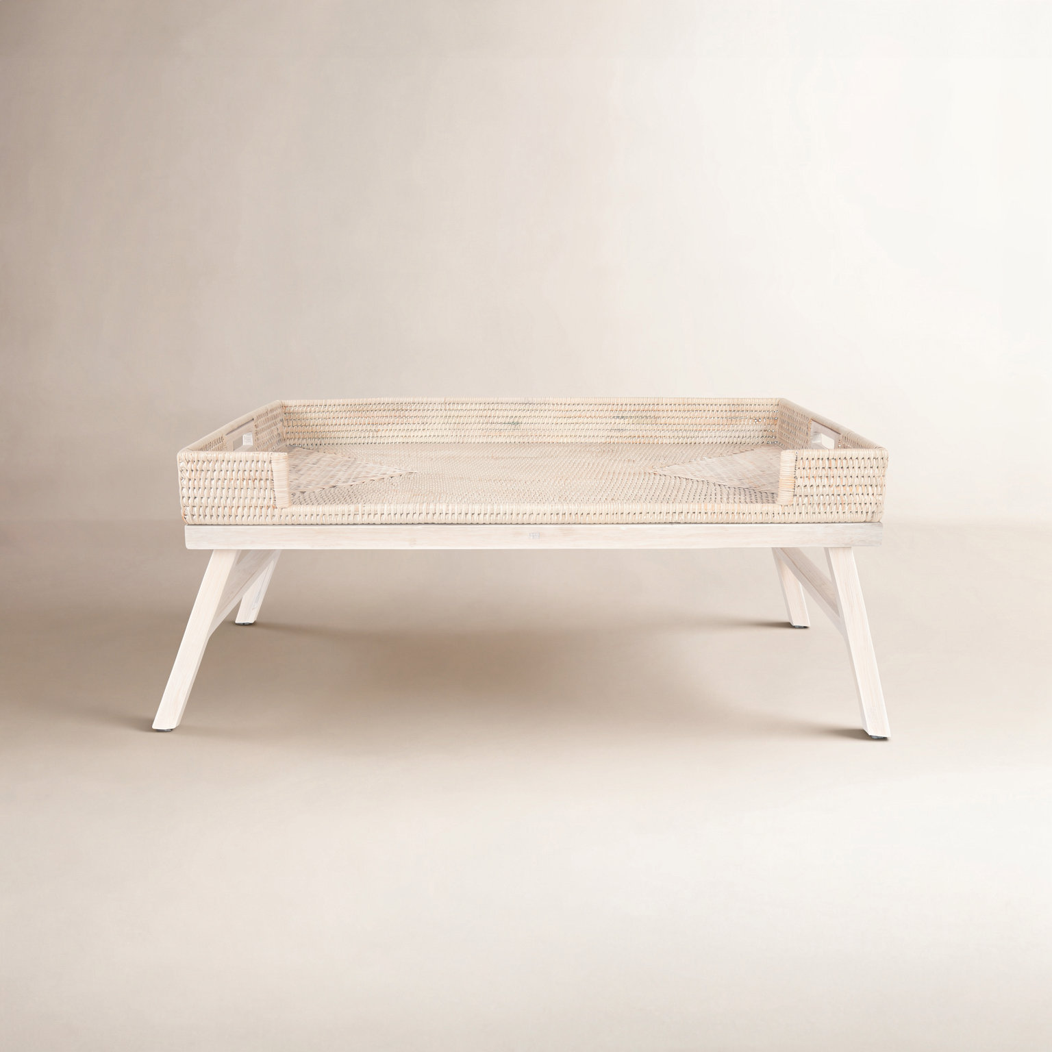 Dorado Tray Table, White Wash, Without Glass