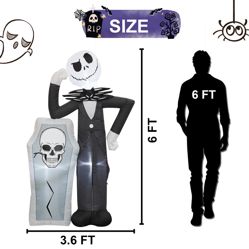 Squelette et pierre tombale gonflable d'Halloween