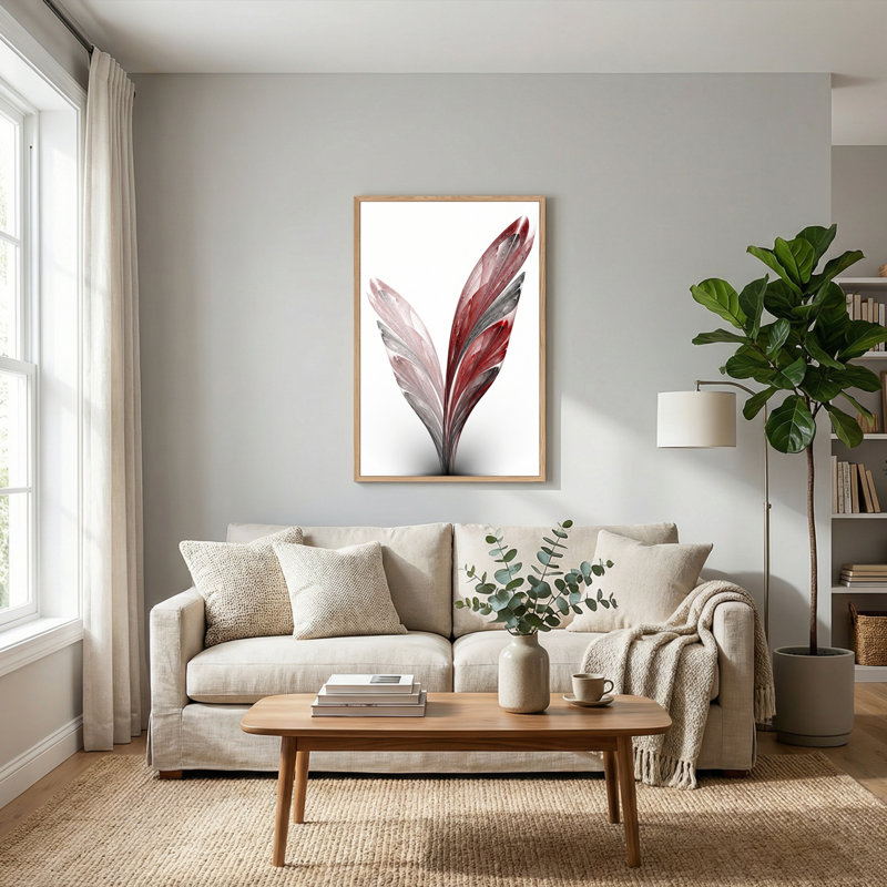 Ensemble de 1 tableau sur toile « Plumes », 48"H x 36"W, Naturel