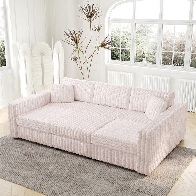 106.3" Pink Modular With Functionality. For Living Area. High Resilience Sponge Filling 6 U-Shaped . Hydraulic Lift . Comfy & Stylish. Bedroom And Room.