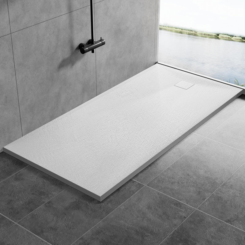 Slip-Resistance 32mm H Square White Shower Tray, 3.2cm H x 90cm W x 140cm D