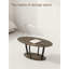 Table basse rustique ovale avec tablette pour le salon, table centrale étroite en bois avec pieds incurvés en métal, table d'appoint de style rétro pour les petits espaces
