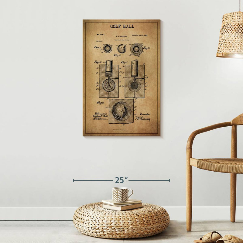 «Golf Ball», brevet de grunge sur toile, H 20 po x l 30 po x P 1,25 po