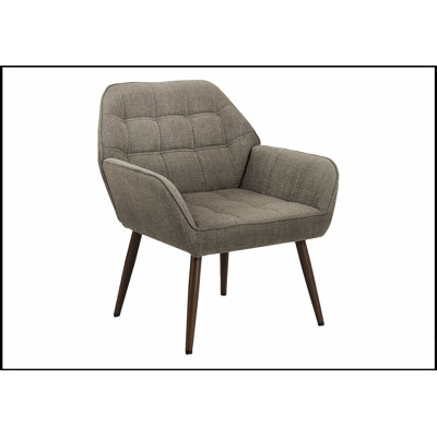Contemporary Upholstered Accent Chair with Comfortable Foam Cushioning and Walnut Metal Legs for Modern Living Rooms