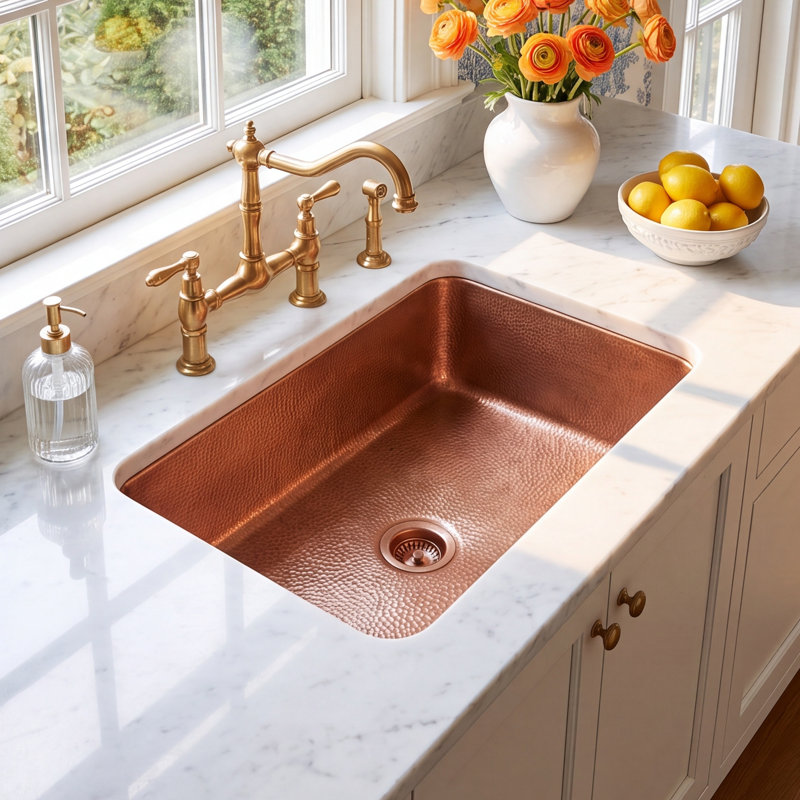 Orwell Copper 30" Single Bowl Undermount Kitchen Sink, Single, Antique Copper, 30"
