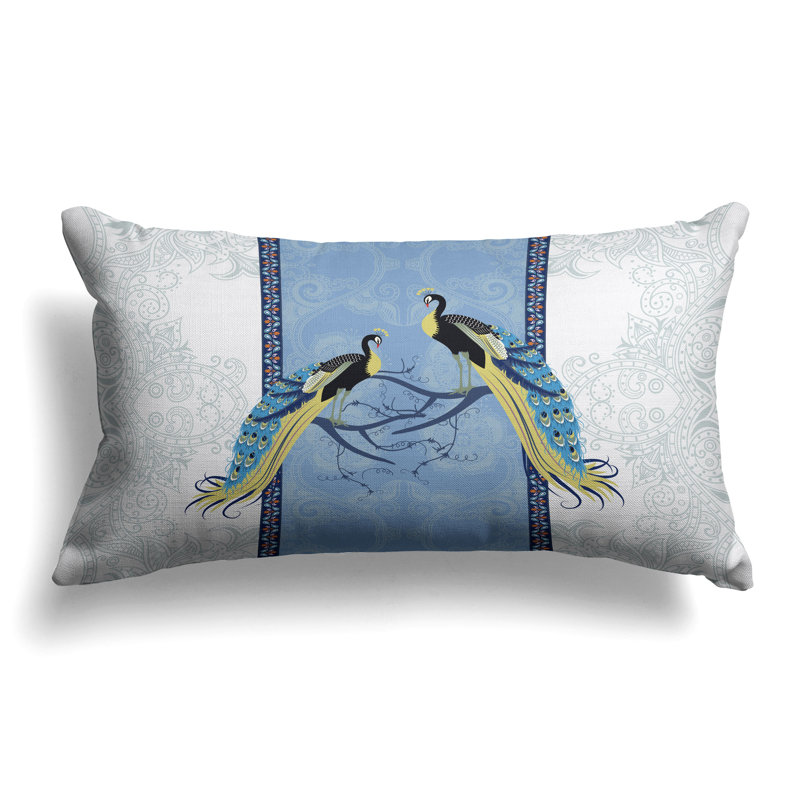 Coussin Enchanted Peacock, Bleu / blanc