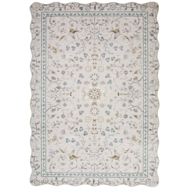 Floral Pink Washable/Stain Guarded Area Rug , Rectangle 200 x 300 cm