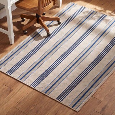 Nimes Ticking Neutral Machine Washable Rug
