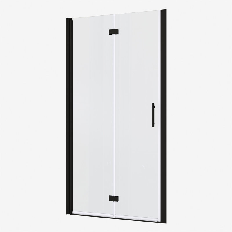 Porte de douche pivotante universelle à réglage de 1 3/8 po avec verre trempé de 1/4 po, Noir mat