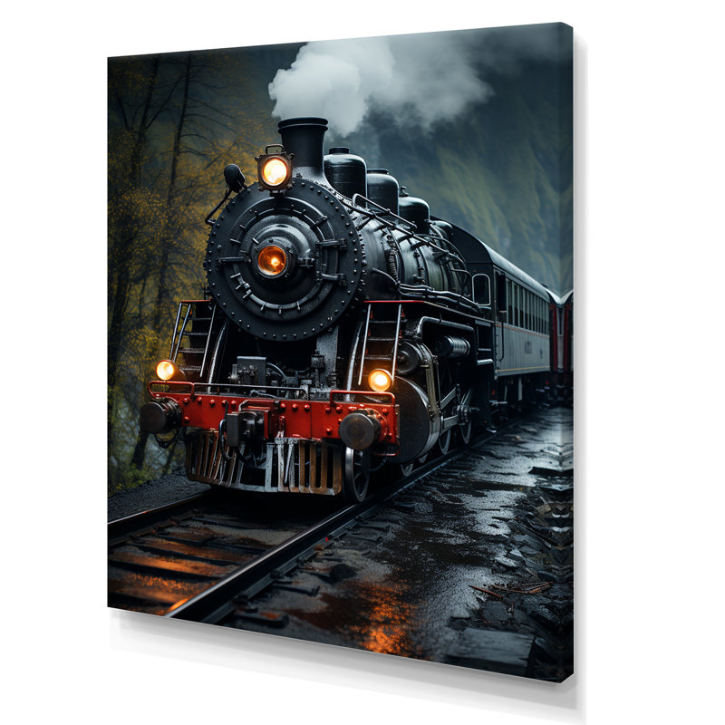 «The Massive Steam Locomotive Belches Smoke I», reproduction sur toile moderne, H 32 po x l 16 po x P 1 po, Toile tendue