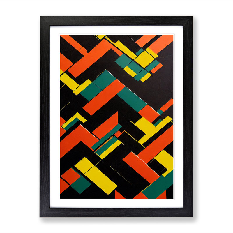 Bauhaus Abstract Art No.5 - Single Picture Frame Print, Black Framed, 34cm H x 25cm W x 2cm D