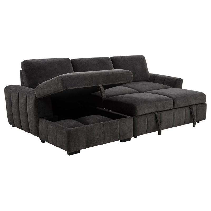 Canapé-lit modulaire Christa LAF gris, Charcoal Grey Fabric, Left Hand Facing