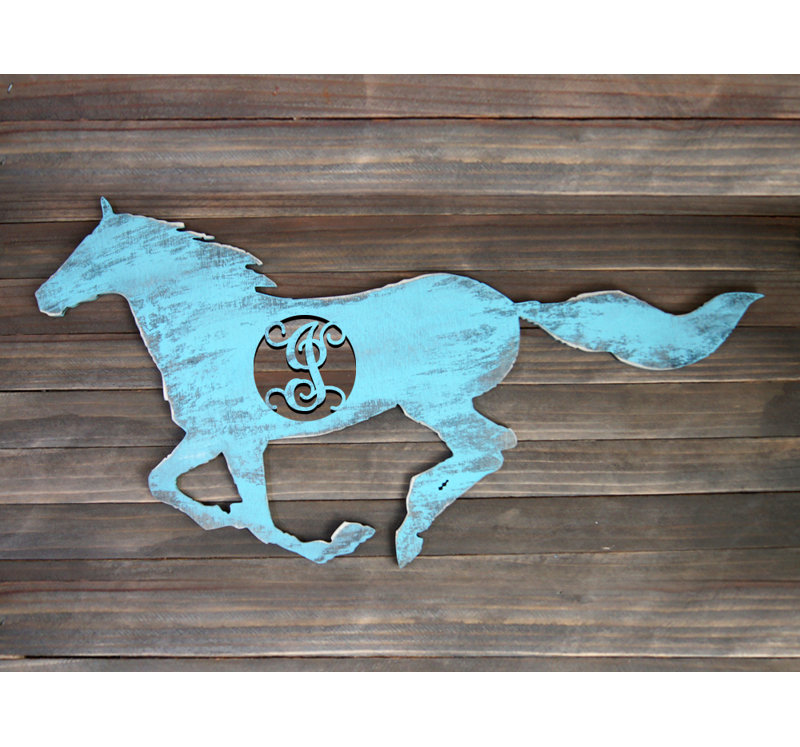 Décoration murale de forme simple lettre cheval rustique, U