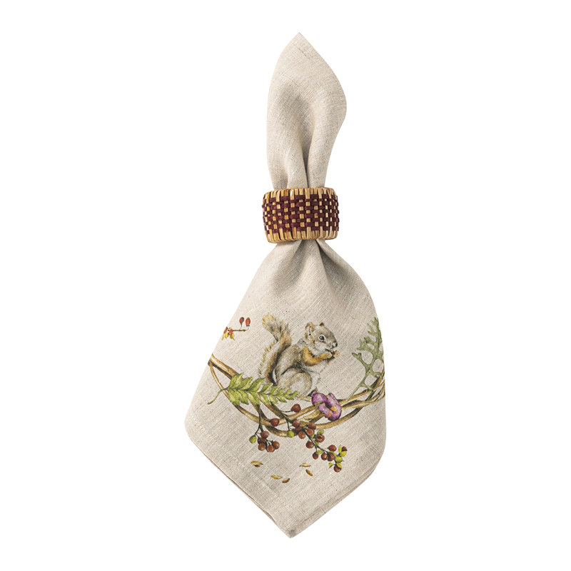 Autumn Forest Animals Linen Napkin with Fall Motif